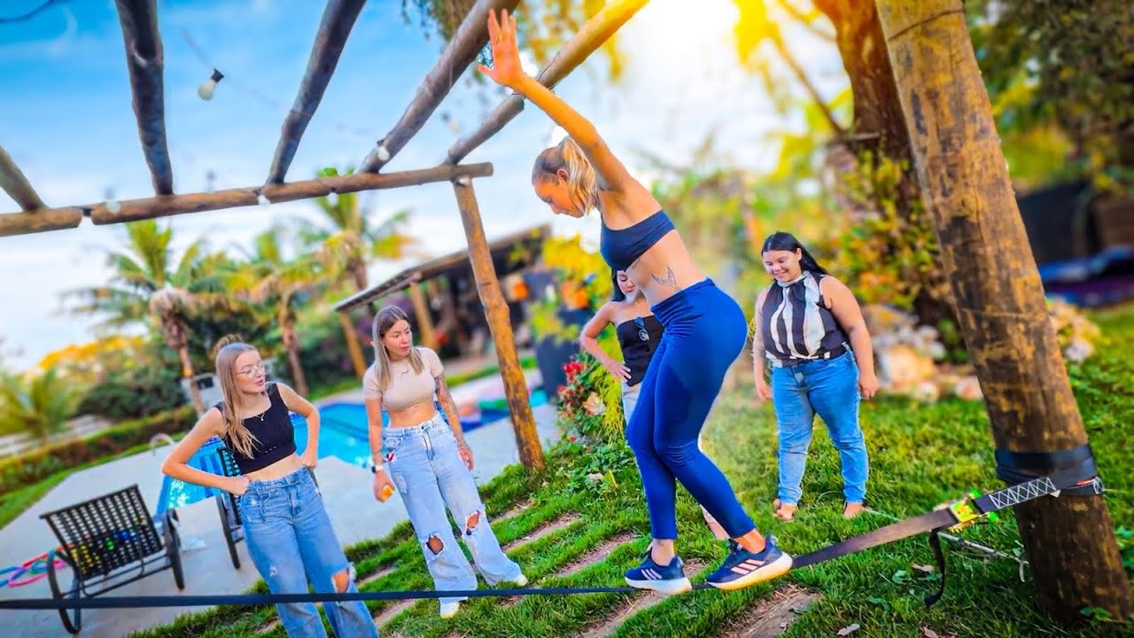 FIZ O DESAFIO DOS CAÇADOS DE LENDAS COM AS BOIADEIRAS! SLACKLINE GIGANTE