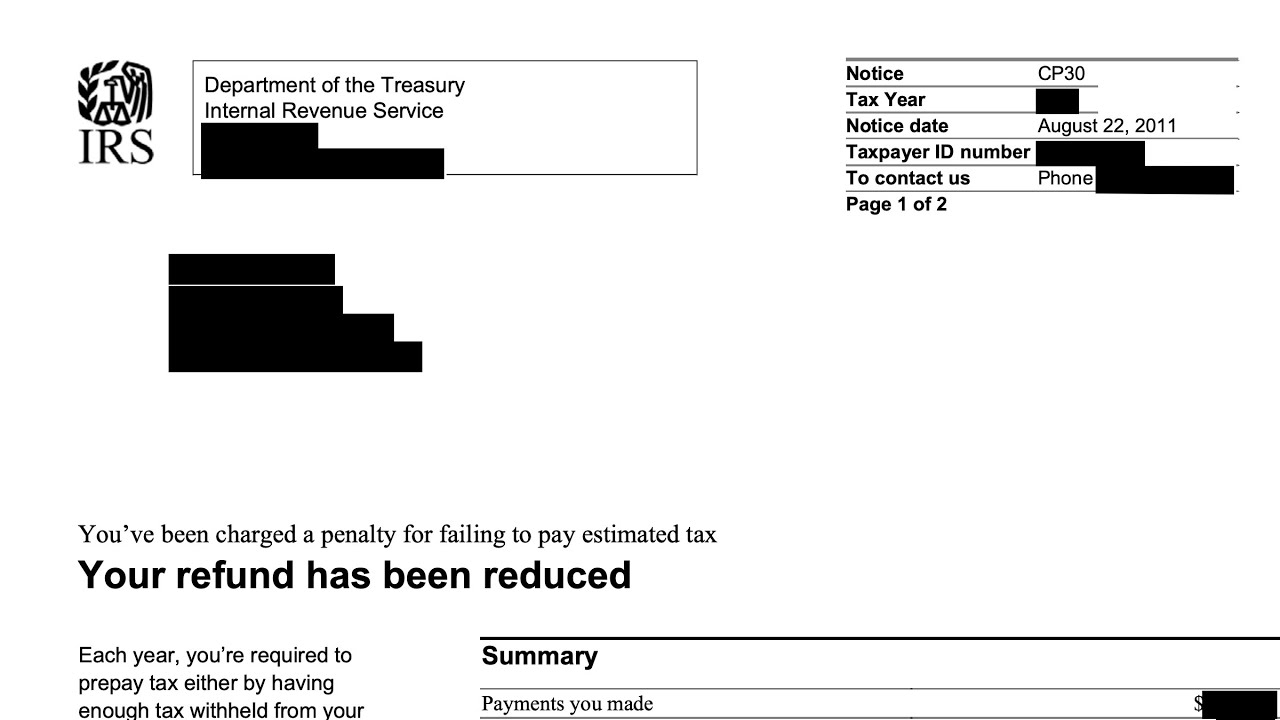 How to understand your CP30 Notice (The IRS charged a penalty for underpaying estimated taxes)