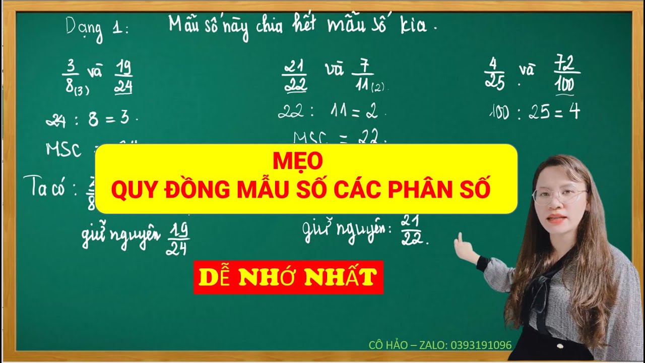Toán 4| Mẹo Quy đồng mẫu số các phân số học sinh lớp 4 phải biết nếu không rất dễ làm sai| Cô hảo