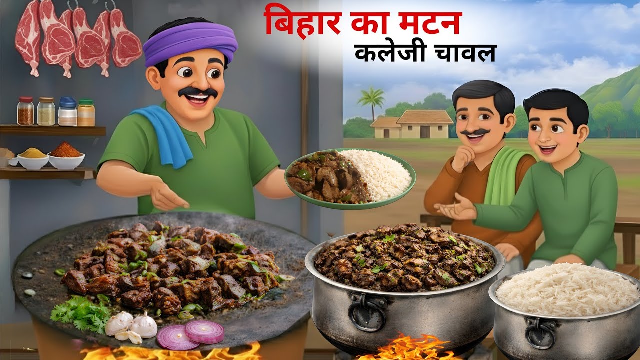 बिहार का मटन कलेजी चावल | Bihar ka mutton kaleji chawal | moral story | cartoon Video | hindi kahani