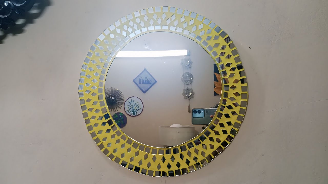 Super easy mirrors mosaic art design step by step | How to make mirrors mosaic art | Diy mirror art
