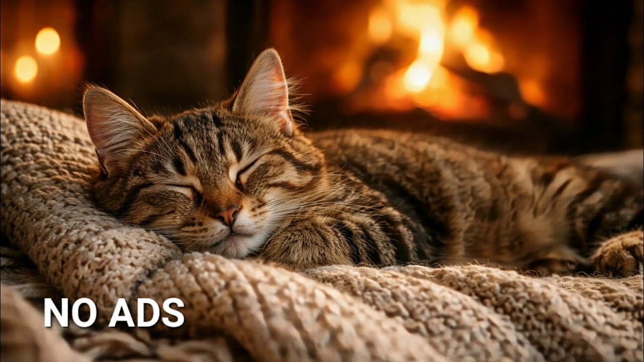 Relaxing Music for Cats 🐾 Deep Sleep Music for Cats | Calming Cat Music with Fireplace (3 Hours)