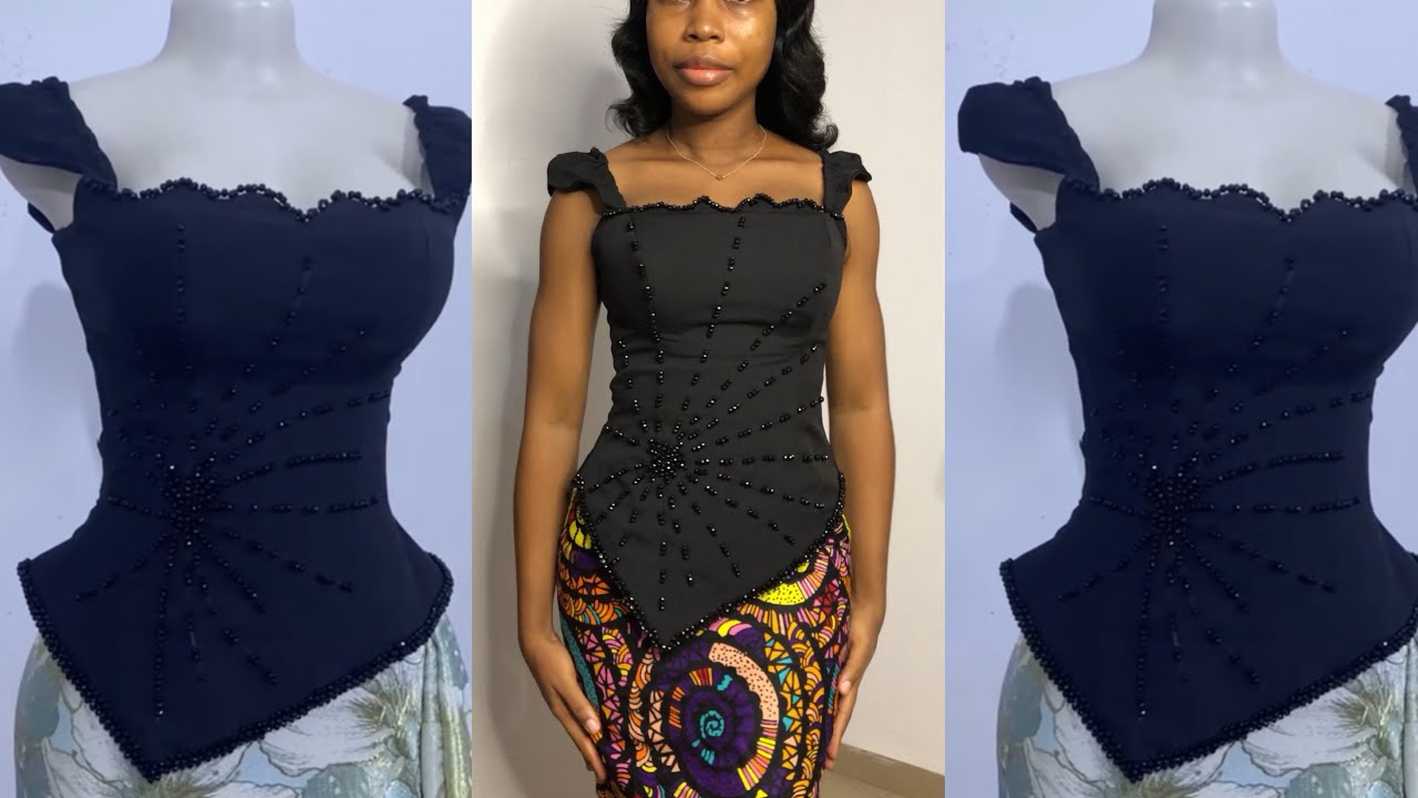 How to Cut this Asymmetric Hemline Blouse with Scallop Neckline and Cap Sleeve