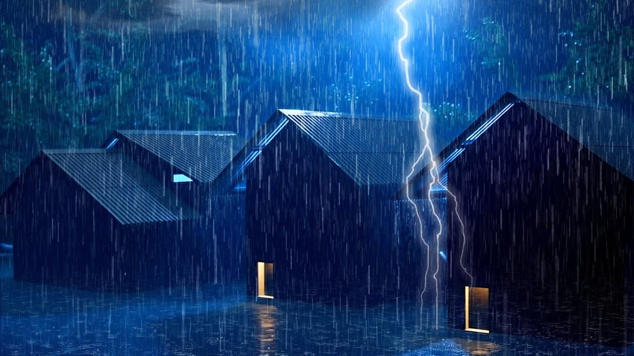 Heavy Rain on Tin Roof at Night 🌙 No Ads ASMR for Deep Sleep, Focus & Calm Mind