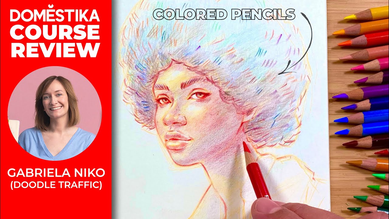 I tried portraits using COLORED PENCILS for the first time! (Domestika Gabriela Niko Course Review)