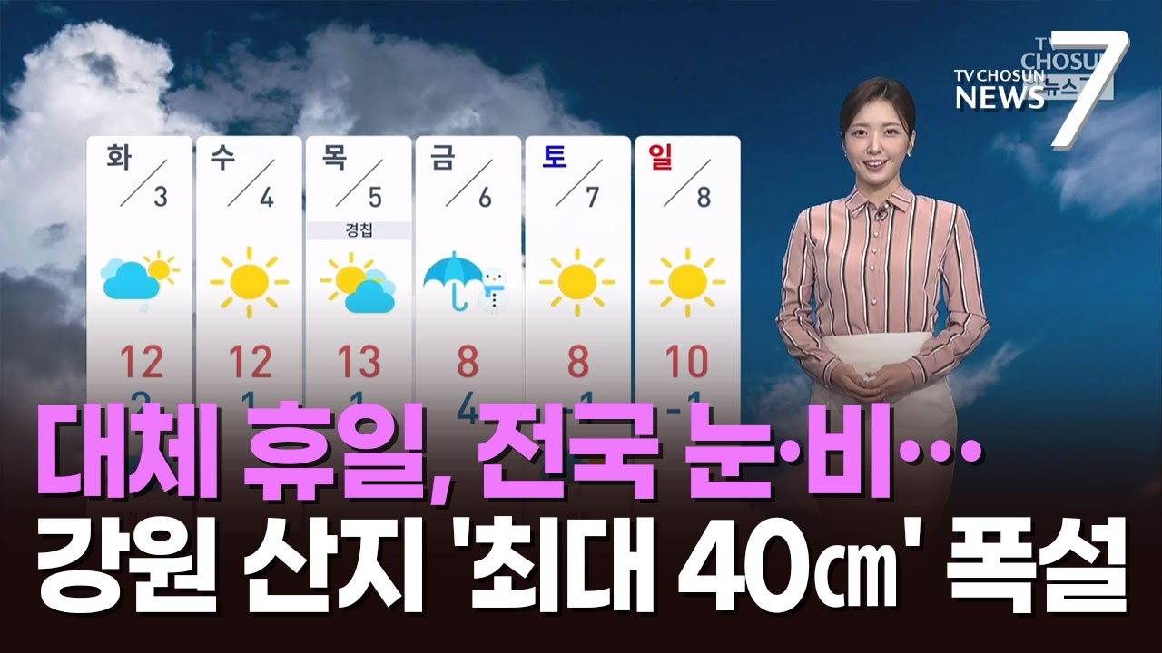 [날씨] 대체 휴일, 전국 눈·비…강원 산지 '최대 40㎝' 폭설 [뉴스7]