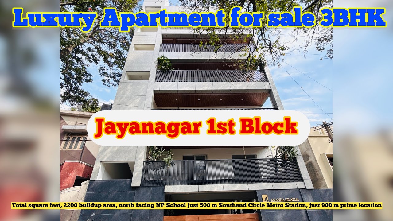 #147 Luxury apartment for sale North F in Jayanagar 1st Block total sq  feet 2200 price ￼19500  ￼