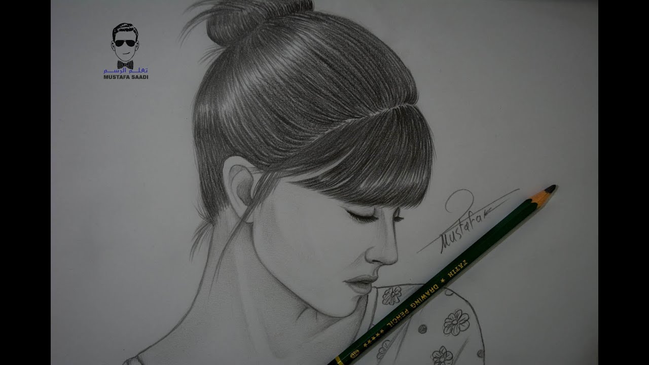 تعلم رسم وجه فتاة بشكل جانبي مع الخطوات للمبتدئين ( بورتريه )