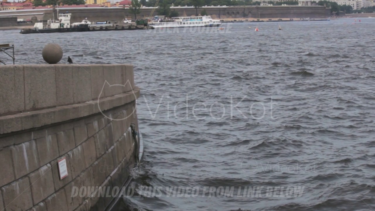 The granite embankment of the Neva River. Saint-Petersburg, Russia