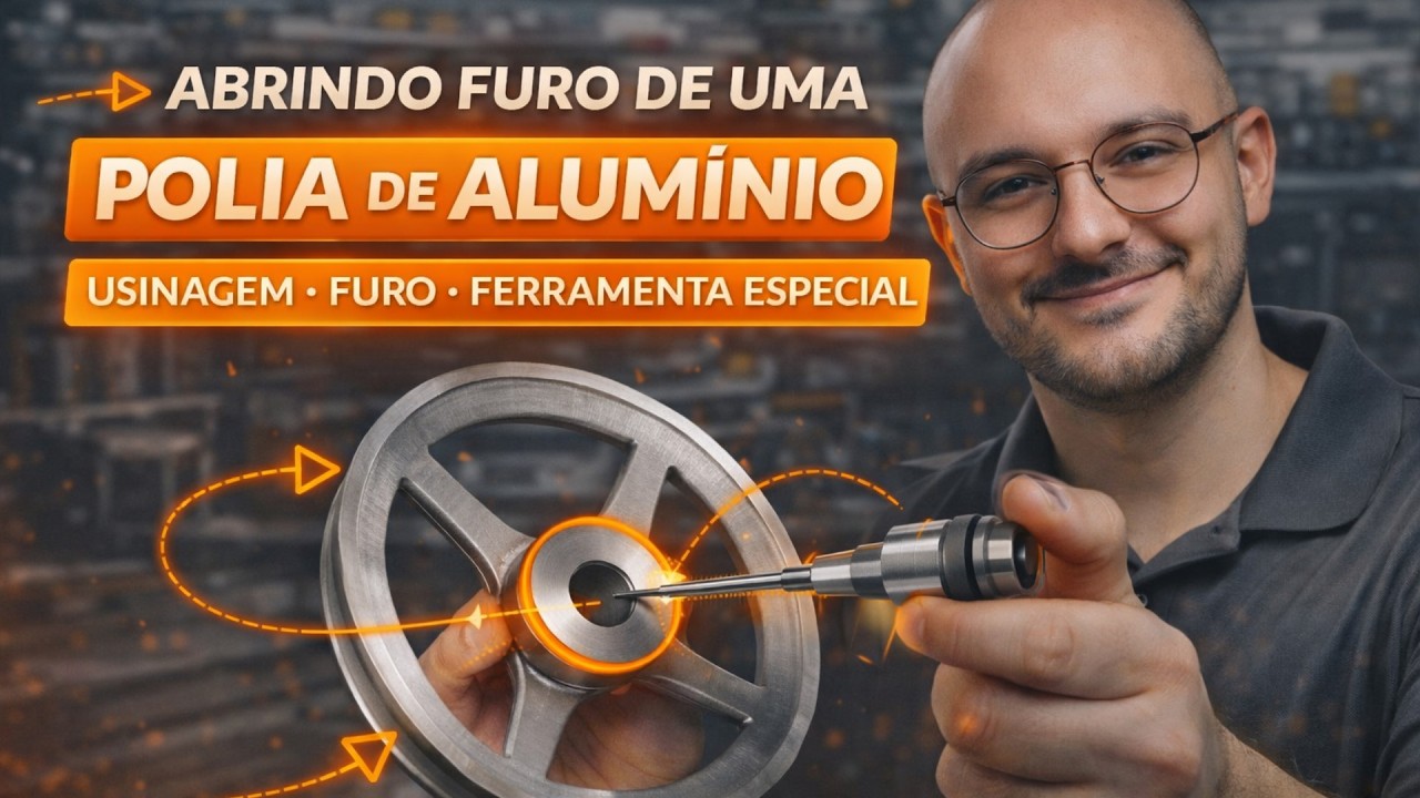 ABRINDO FURO DE UMA POLIA DE ALUMÍNIO | Usinagem com Ferramenta nunca usada