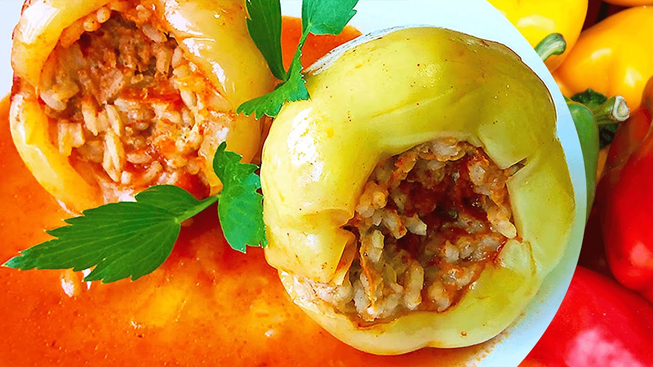 EASY Rice and Ground Pork Stuffed Peppers Recipe in Tomato Sauce