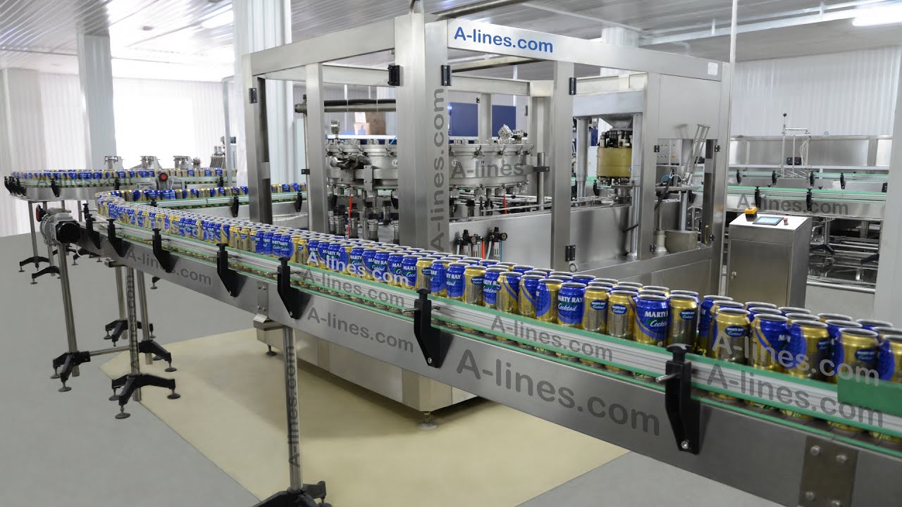 Линия розлива, алюминиевая банка, депаллетайзер, пастеризатор, машина розлива, розлив в банки, 6000