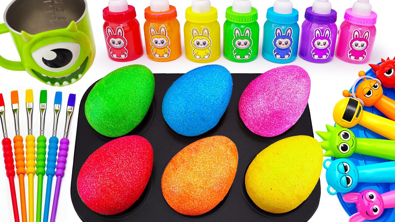 Oddly Satisfying Video 🌈 How To Make 6 Funnies Labubu SPRUNKI Candy From Giant Glitter Eggs ASMR
