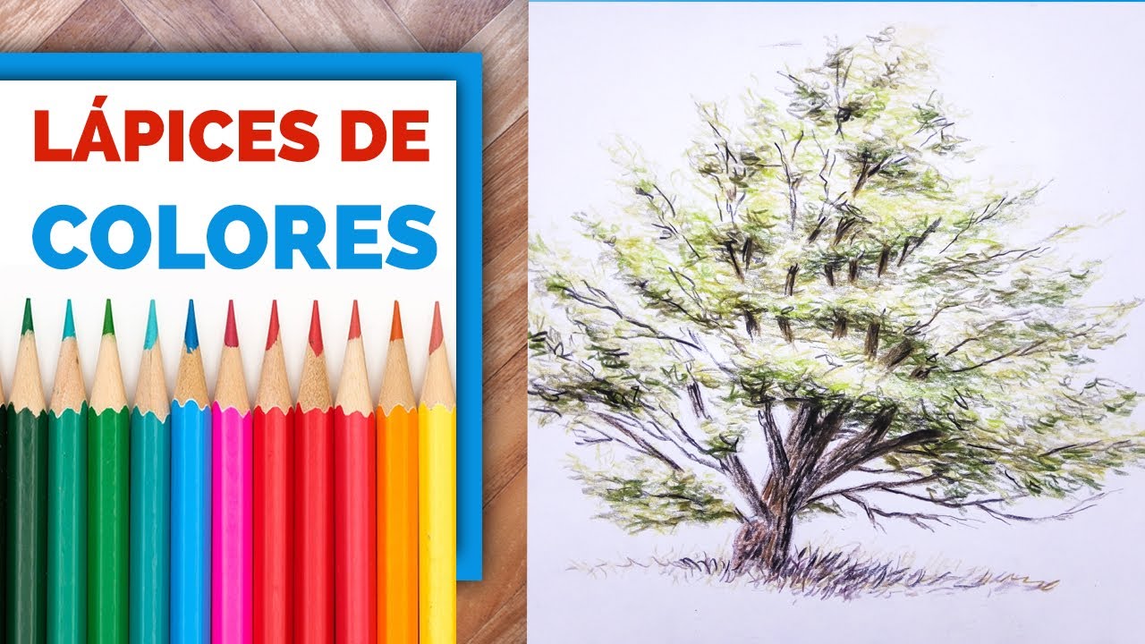 COMO DIBUJAR ÁRBOL con lápices de colores 🎨 [TUTORIAL DE DIBUJO]