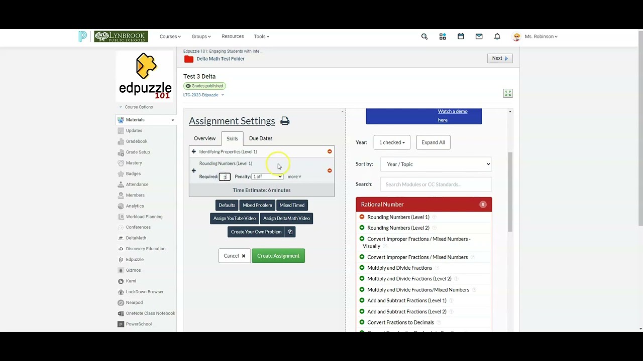 Delta Math & Schoology - Assigning Delta Math in Linked Schoology Courses