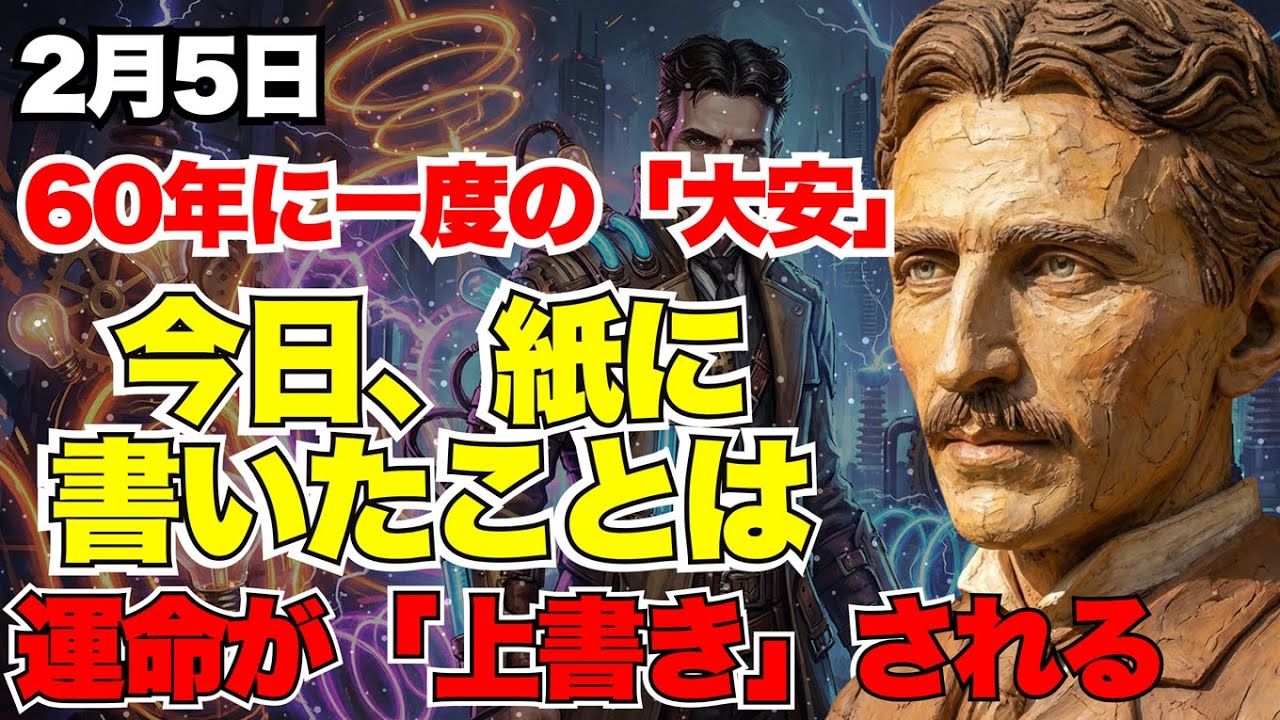 【丙午の初大安】2月5日、今日中に「願い」を紙に書いてください。60年に一度のエネルギーを「定着」させるテスラ式・願望実現術。