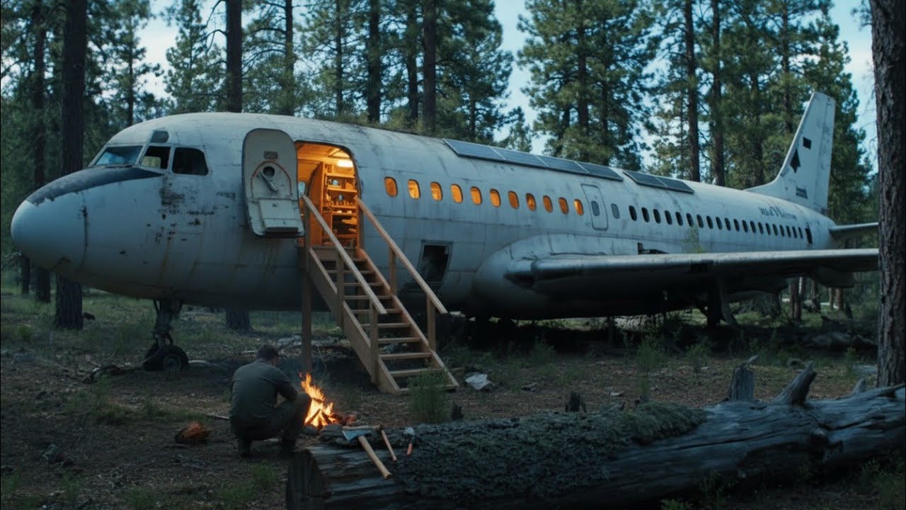I Turned an Abandoned Airplane Into My Off-Grid Home | Silent Survival Build