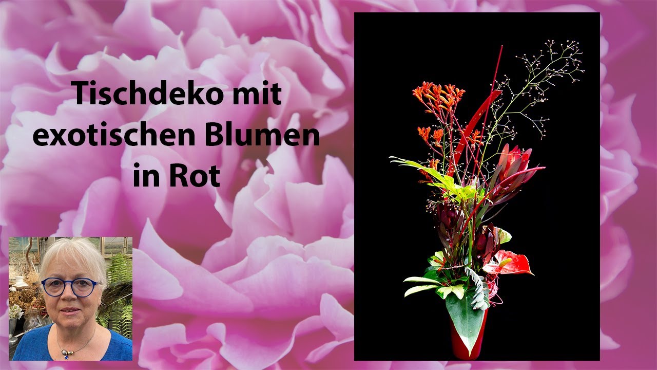 Tischdeko mit exotischen Blumen in Rot - Blumendeko in Herbstfarben selber gestalten