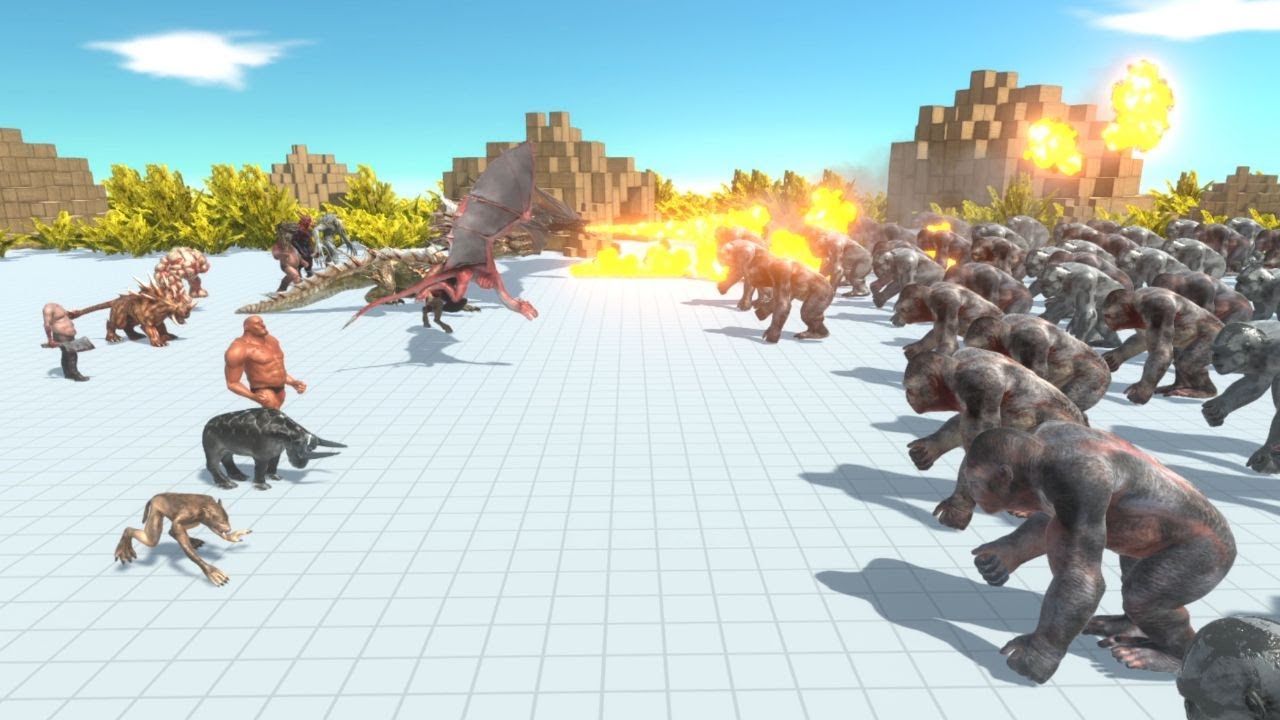 100 Apes Army vs FANTASY and INFERNALS Teams Animal Revolt Battle Simulator