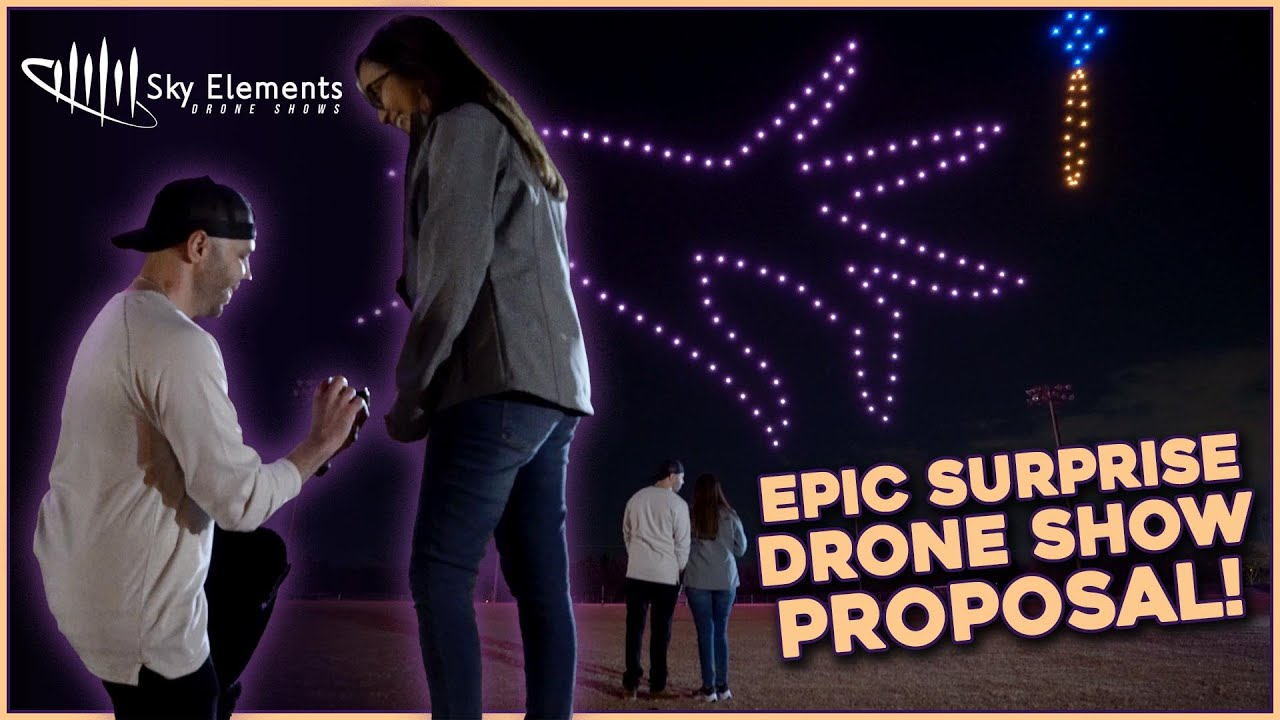 Valentine's Day DRONE Light Show & A SURPRISE Wedding Proposal!