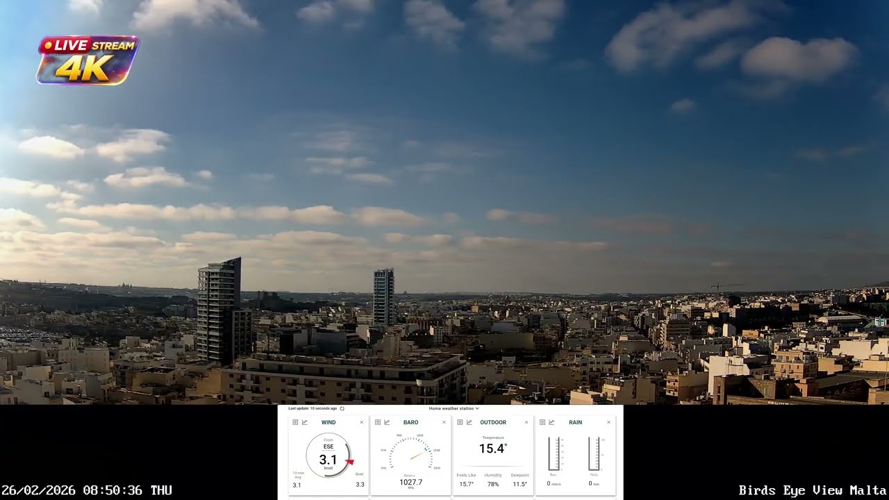 Malta Cam 4K - Real City Sound - 24/7