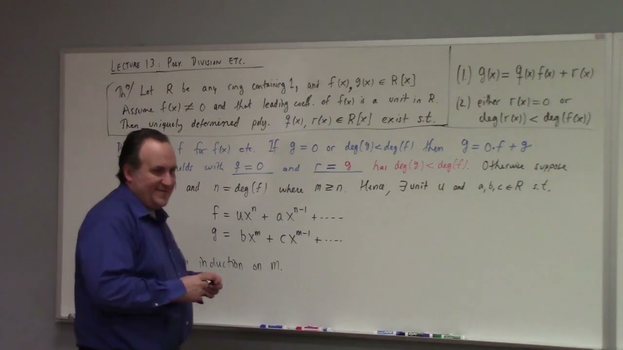 Abstract Algebra II: Division Algorithm, Irreducibility begins, 2-16-26