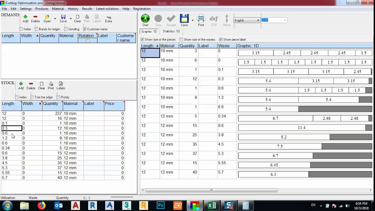 steel and bar Cut optimization