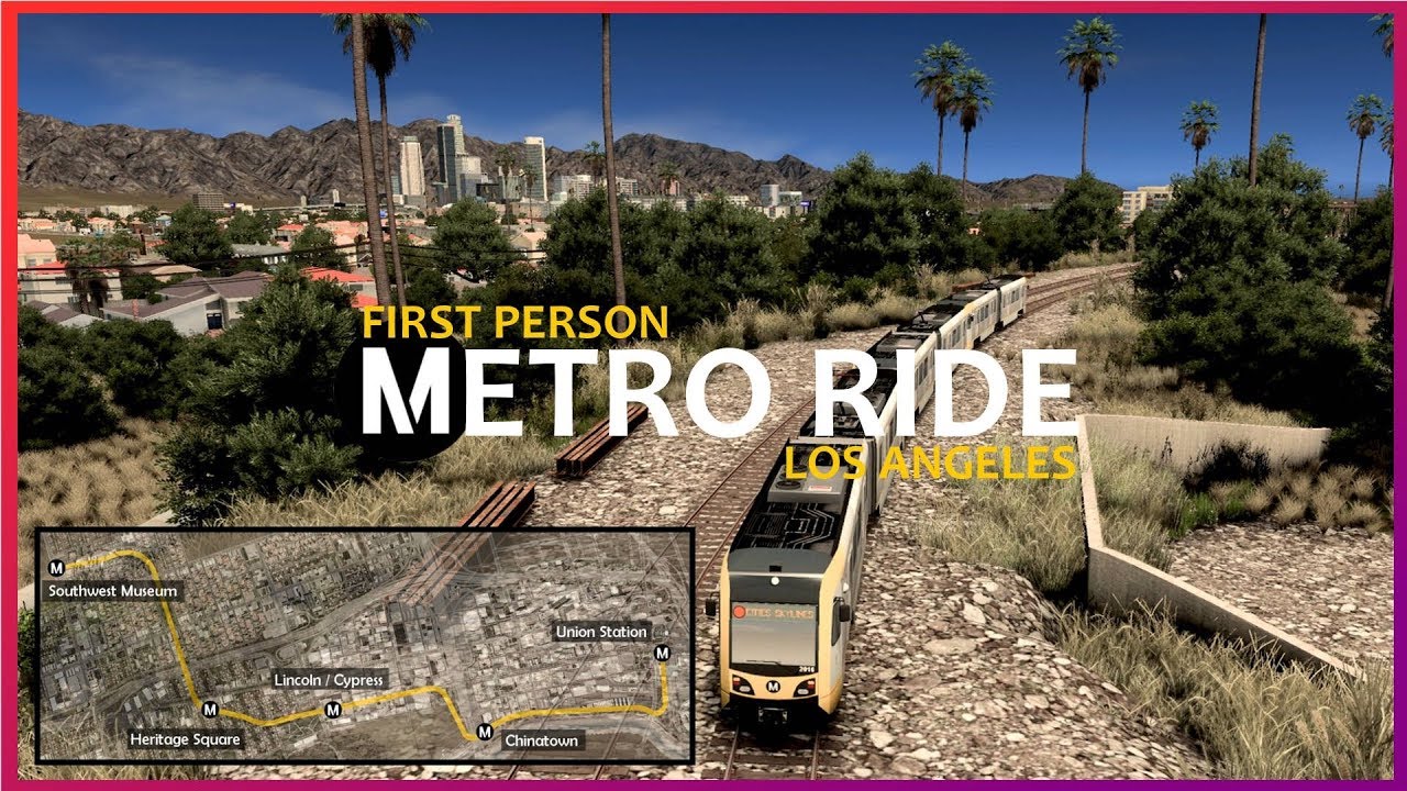 Cities: Skylines - Realistic first person metro ride: Los Angeles (inspired city) gold line (4k)