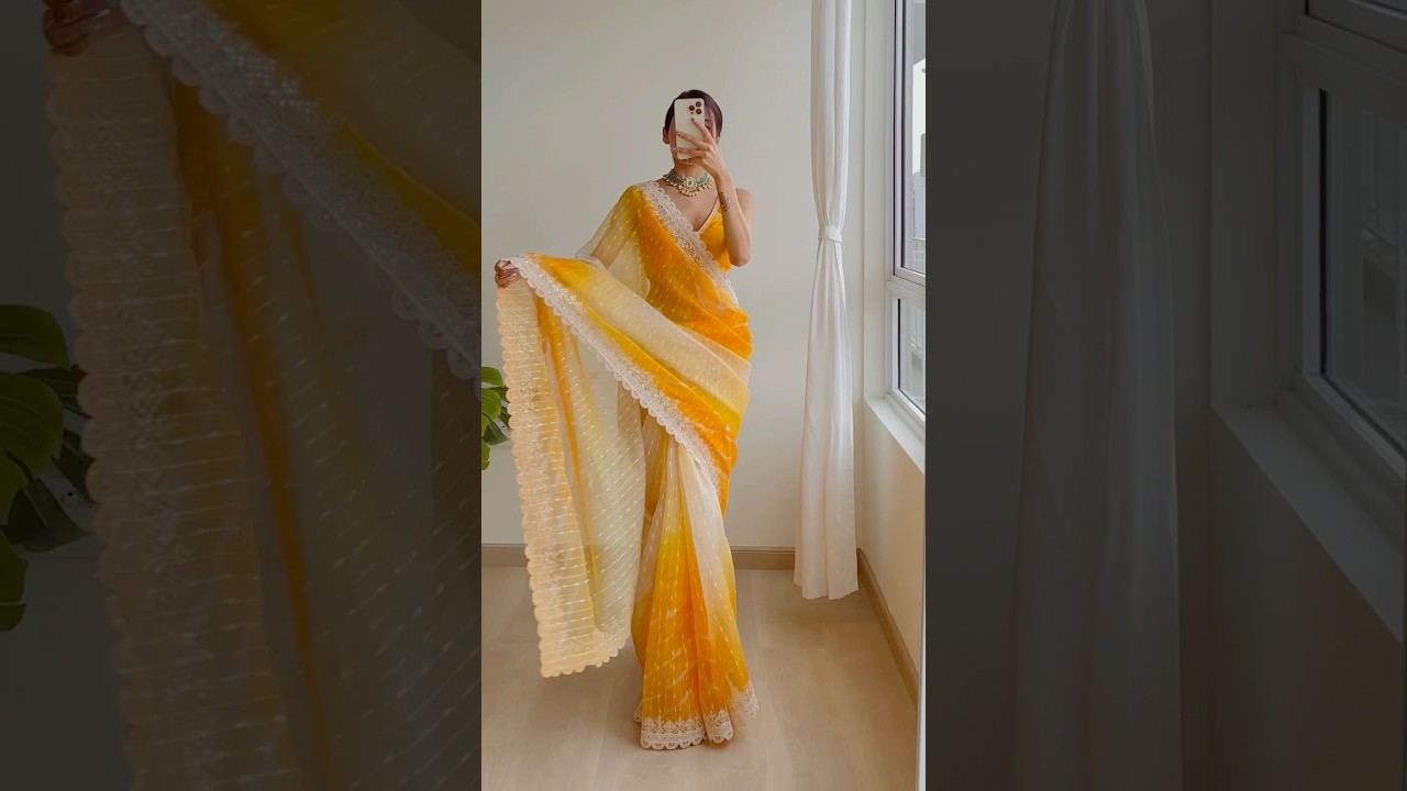 Haldi Outfit Inspo 💛 #sareeforweddingparty #sareedrape #weddingoutfit #haldioutfit #yellowsaree