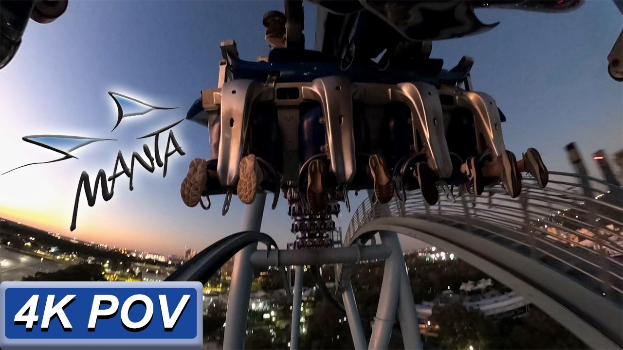 Манта (вид с заднего сиденья в формате 4K) - SeaWorld Orlando, Орландо, Флорида