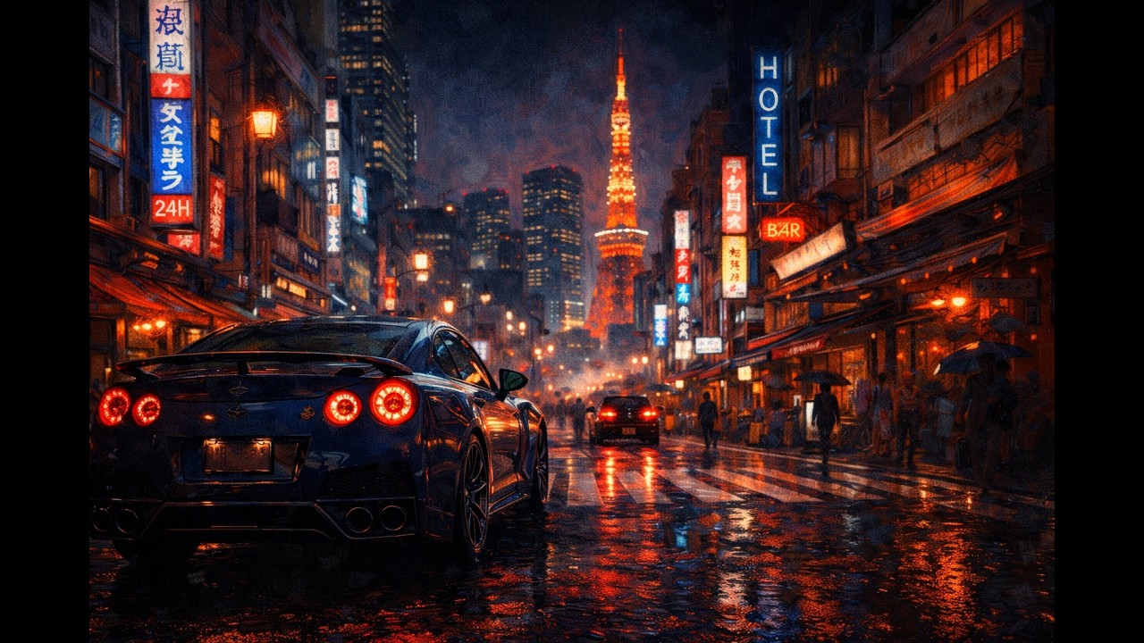 GTA Night Drive Jazz Hip Hop (1 Hour Mix with Lyrics) | Japanese Cars Series | Los Santos Jazz Radio
