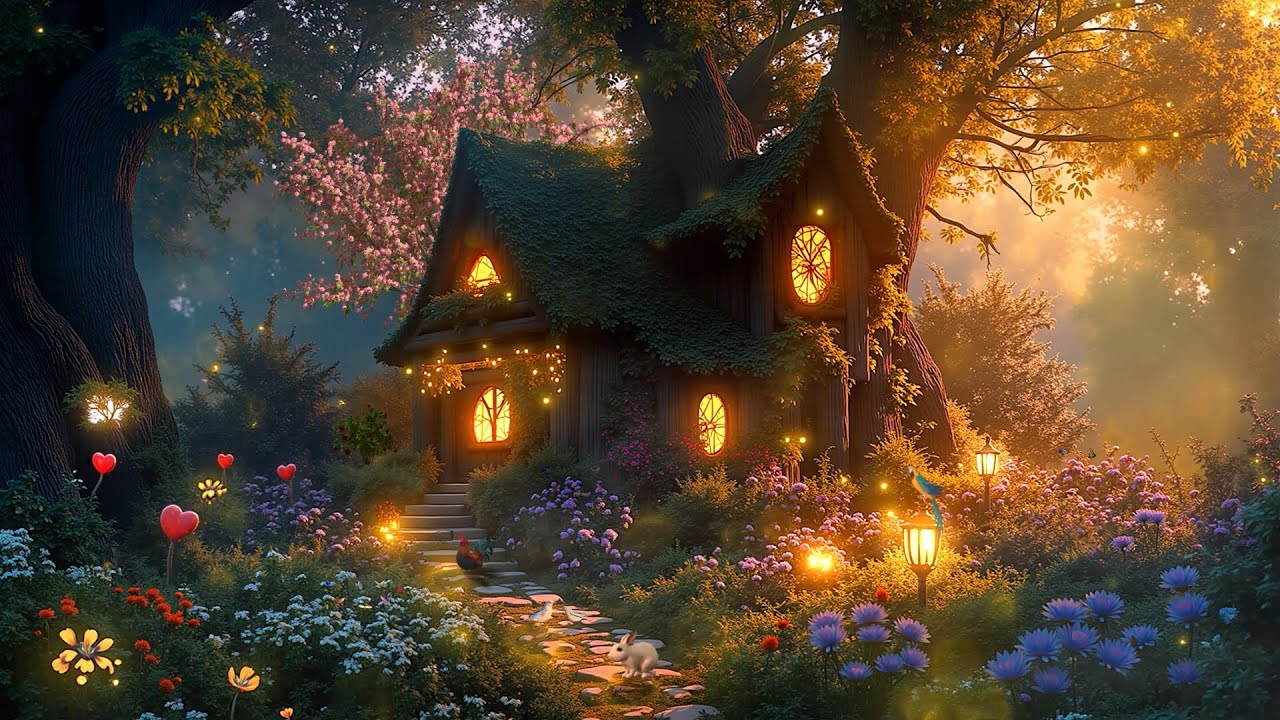 A Cozy Hobbit Home in the Enchanted Spring Forest with Windchimes and Peaceful Ambience