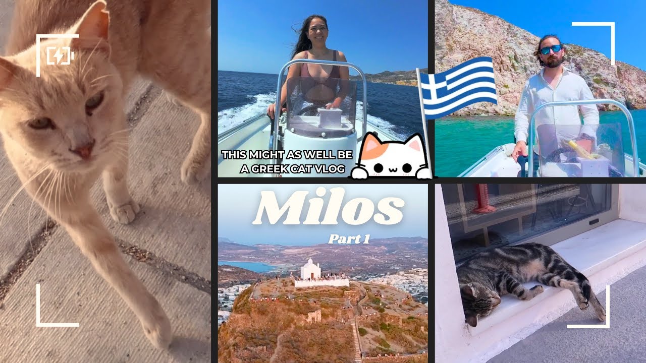 MILOS, Greece ll Rent Your Own Boat in Milos 🛥️ Honestly... This Is More of a Greek Cat Vlog 😂🇬🇷🐈