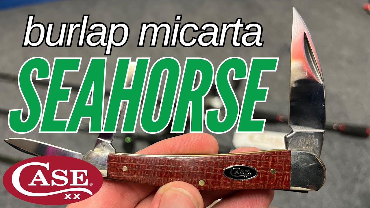 Unboxing Case 12276 Seahorse Whittler Dark Red Burlap Micarta