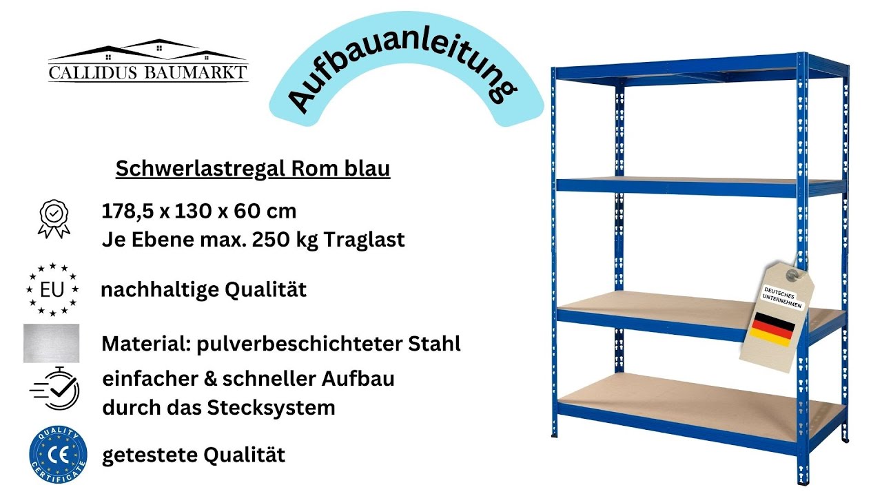 Schwerlastregal Rom 130 x 60 cm - Aufbauanleitung #montageanleitung #diy #heimwerken #bauanleitung