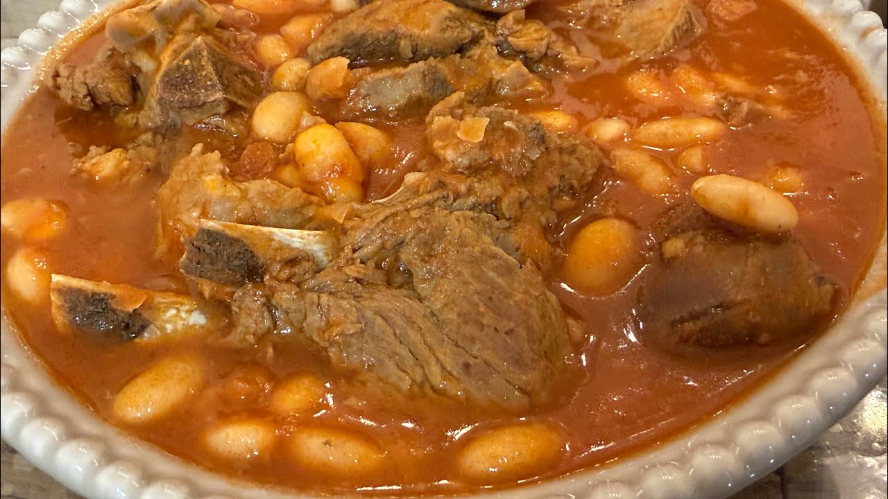 فاصوليا بيضاء يابسة باللحم الغنم،😋مرقها غني وطعمها أصلي مثل طبخ البيت 👌