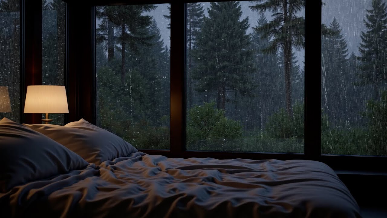 Rain Falling Outside the Windows | Relaxing Music for Deep Sleep and Stress Relief