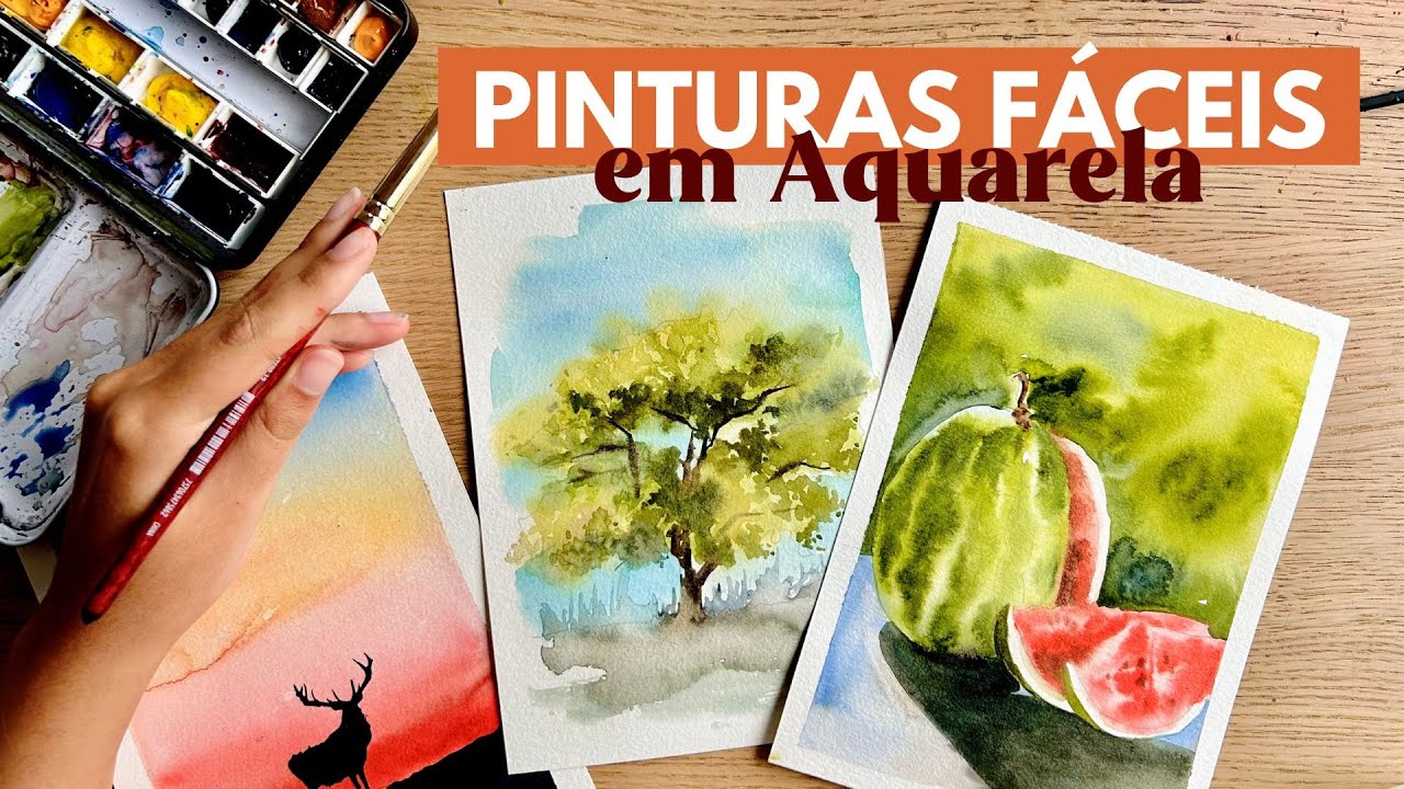 3 pinturas SUPER FÁCEIS em AQUARELA | Perfeito para iniciantes (parte 2)