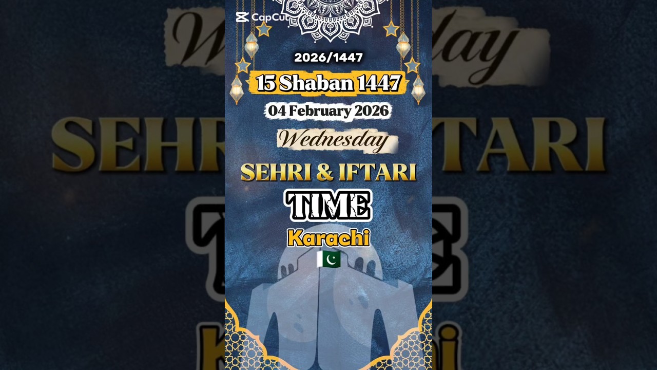 15 Shaban 1447 Roza Time Karachi | 04 February 2026 Roza Time #shorts #shabebarat #karachi