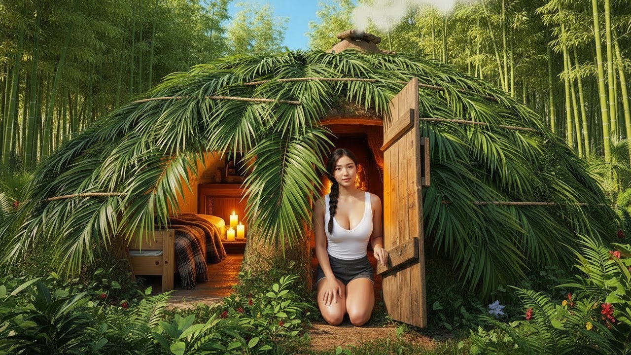 TIMELAPSE - Building a Bamboo Shelter to Survive