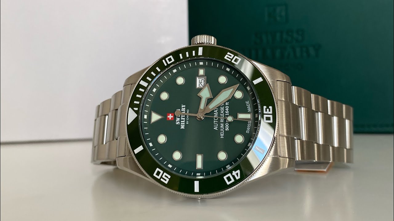 Swiss Military by Chrono Automatic SMA34075.03 швейцарские автоматические часы для дайвинга 500М