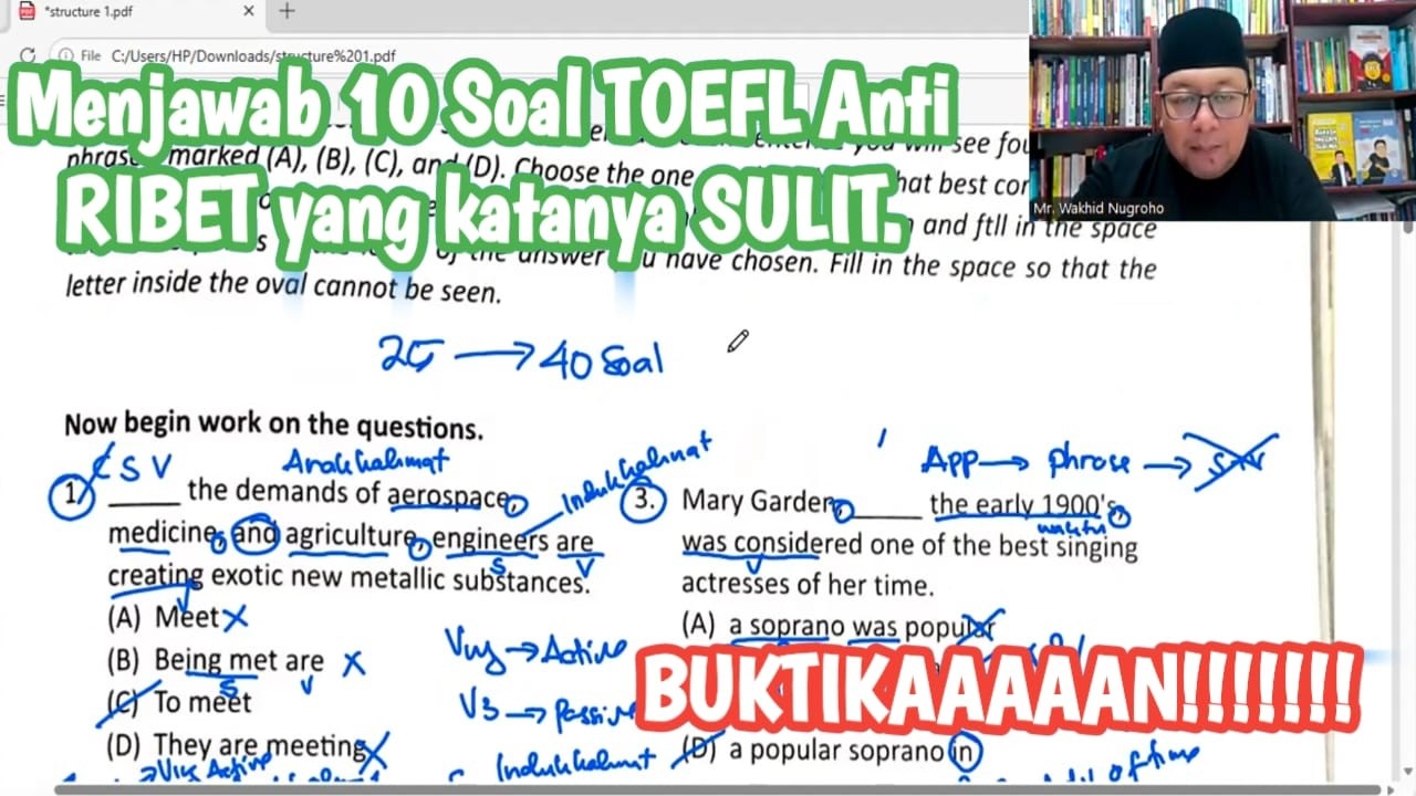Menjawab 10 SOAL TOEFL Anti RIBET katanya SULIT | Buktikaaaan!!!!!