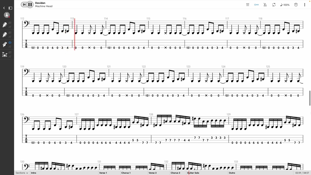 Machine Head - Davidan (BASS TAB PLAY ALONG)