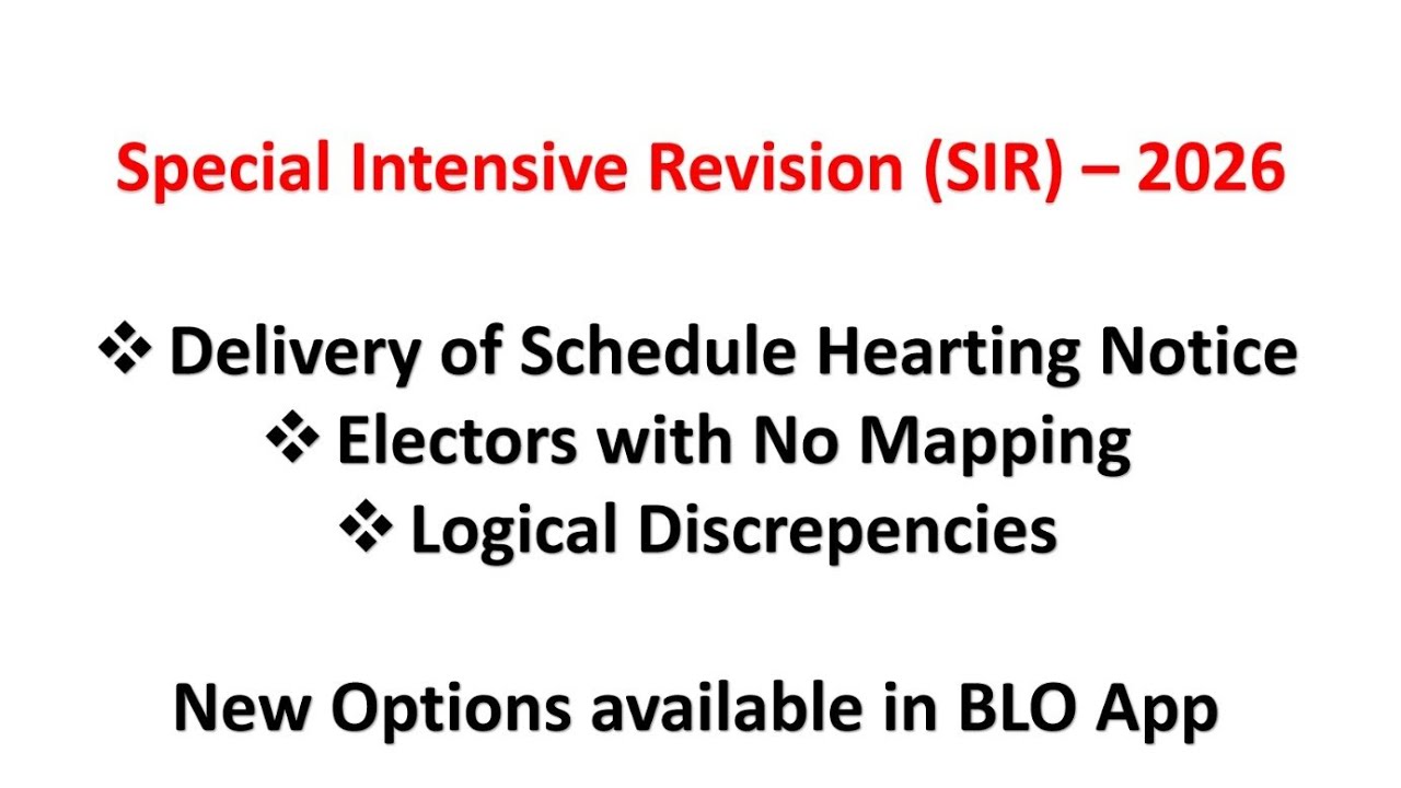 Notice and Hearing BLO App Activities | S.I.R. 2026