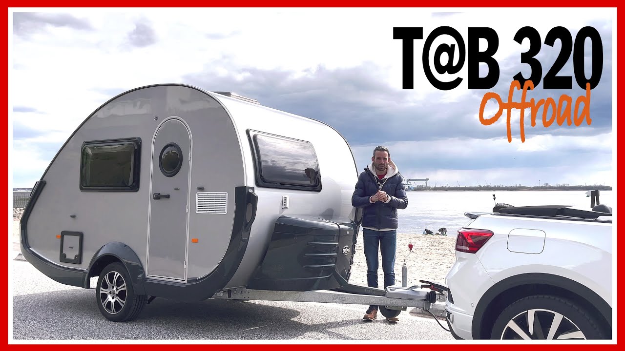 T@B 320 von Knaus Tabbert (650 Kg): Mini Retro-Wohnanh&auml;nger mit VW T-Roc Cabriolet R-Line!