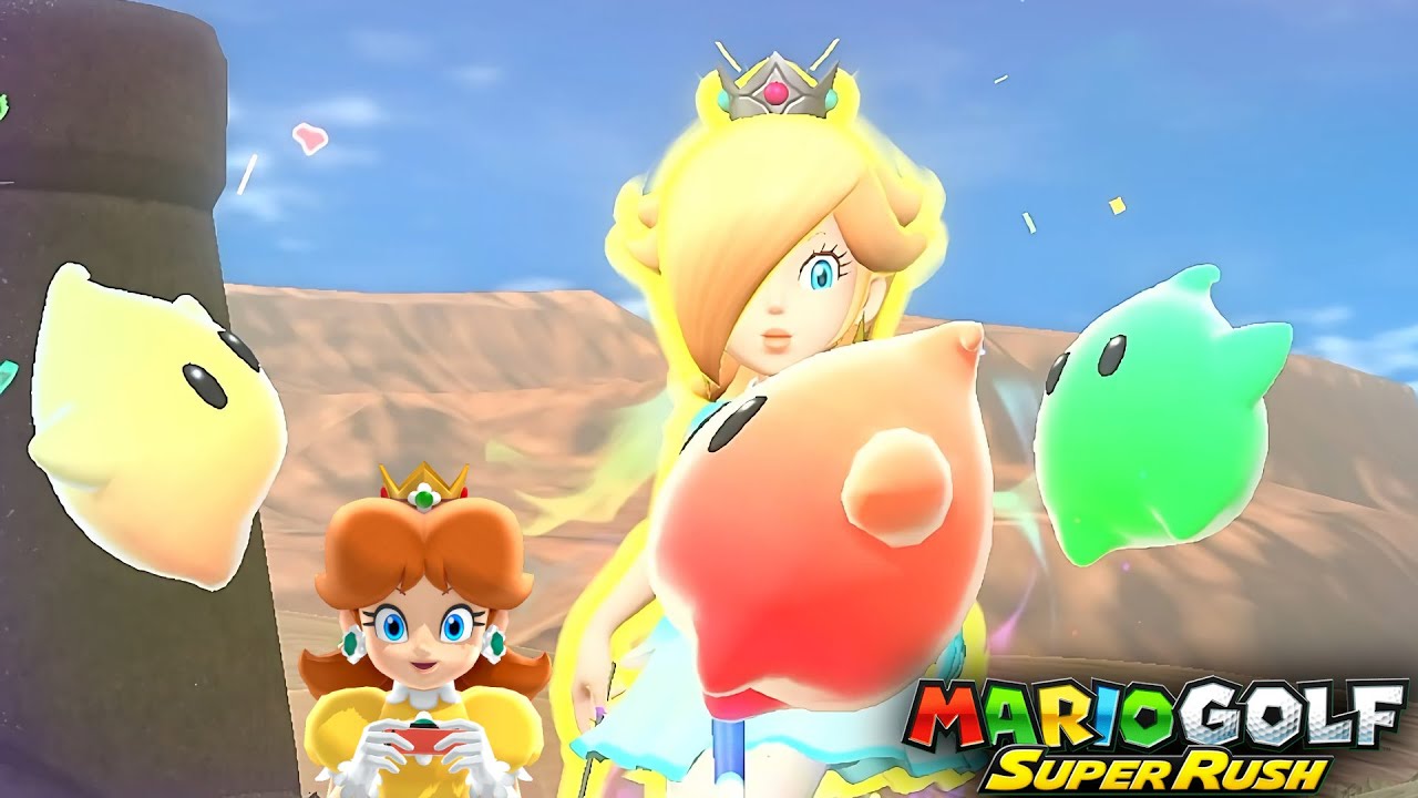 Mario Golf Super Rush Rosalina vs Luigi at Balmy Dunes