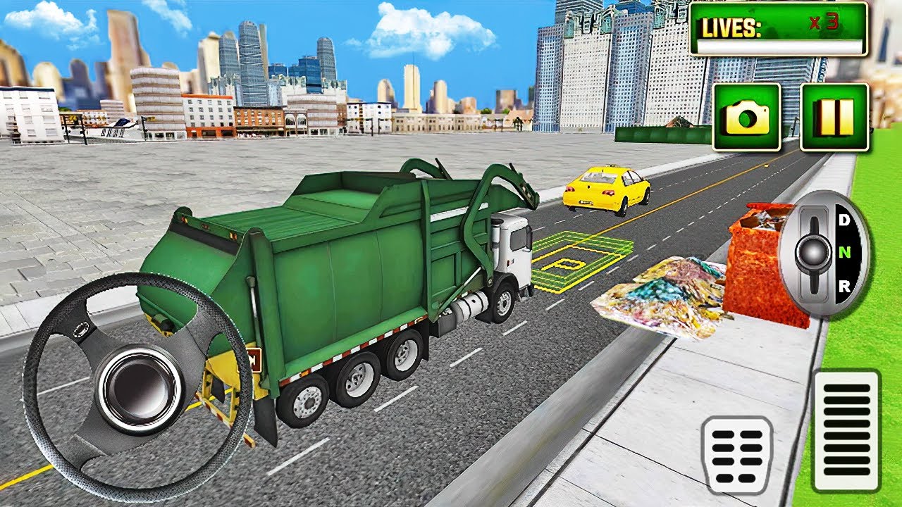 Garbage Truck Collecting Trash from Dumpster - City Cleaner Simulator - Android Gameplay