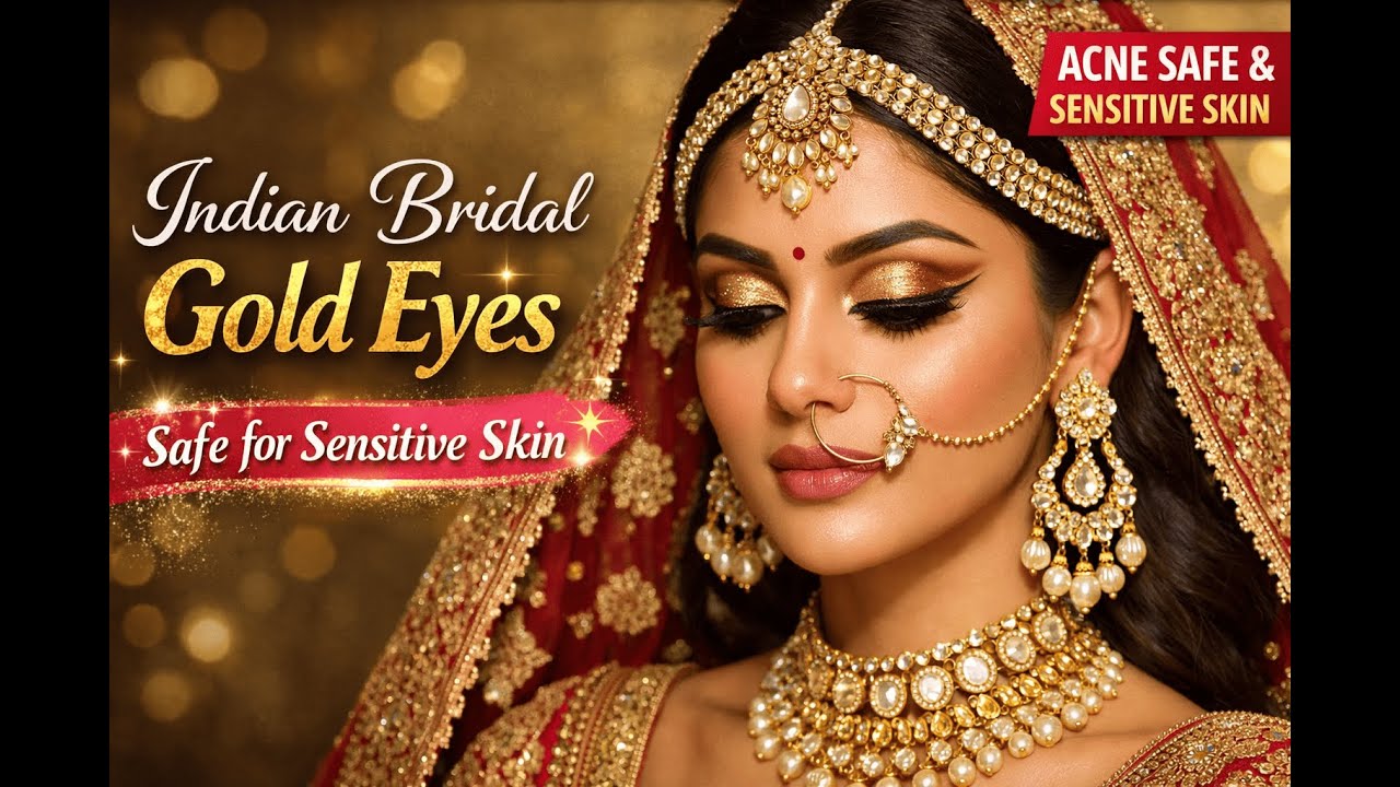 Indian Bridal Gold Eyes ✨ Safe for Sensitive Skin|#makeuptutorial |#makeup |#everydaymakeup