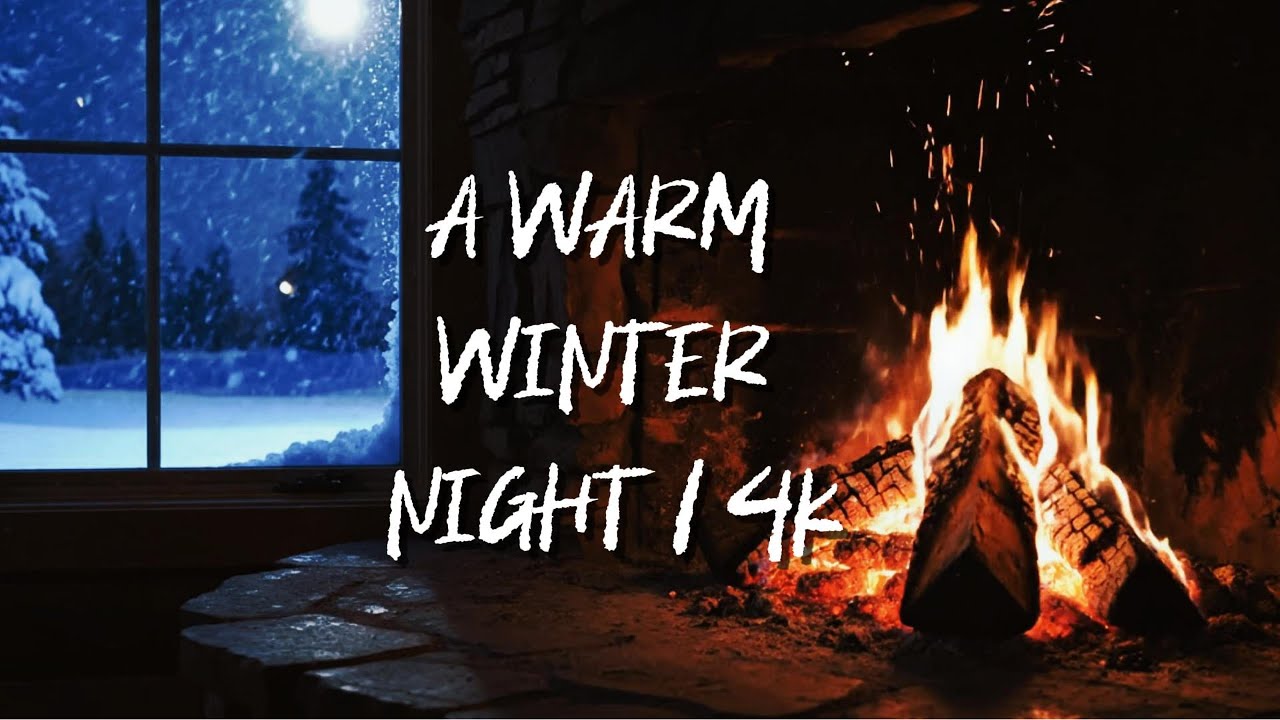 A Warm Winter Night 🔥 Cozy Fireplace & Snow Ambience | 4K 2026