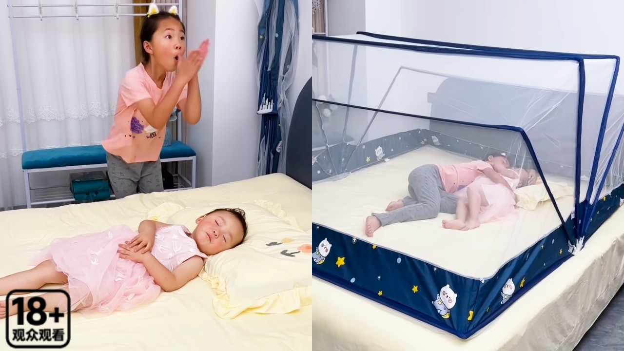 小宝宝睡觉被蚊子打扰，姐姐怎么也打不完，拿出便携蚊帐再也不用担心蚊子了！【久久好物】
